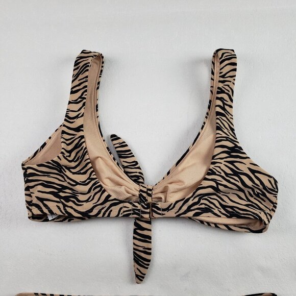 Hollister Animal Print Bikini Womens Medium Tan Two Piece Cheeky Bottom Swimsuit - Picture 5 of 15